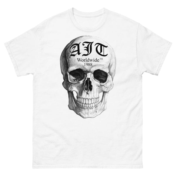 AJT Skull White T Shirt Worldwide 1988 | Mens White Skull T Shirt-AJT Jewellery
