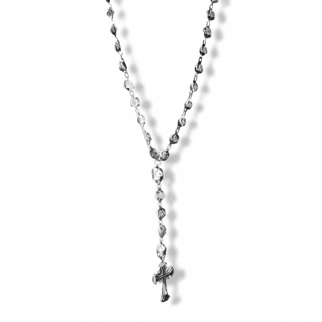 Rosario Silver Cross Chain-Necklace-AJT Jewellery 
