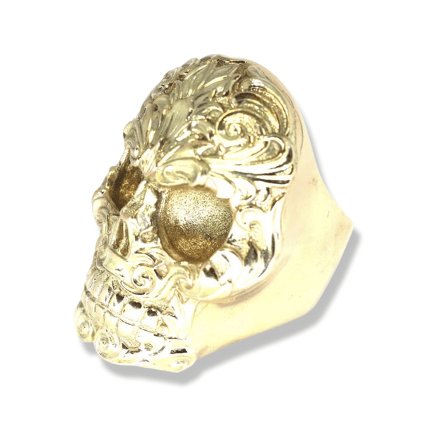 Baroque Mens Gold Skull Ring-Ring-AJT Jewellery 