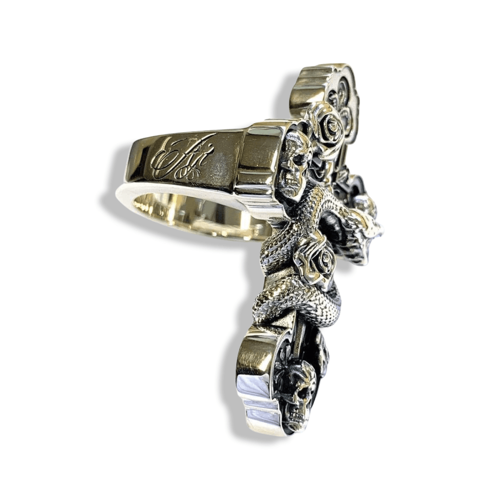 Rosario Silver Cross Ring-Ring-AJT Jewellery 