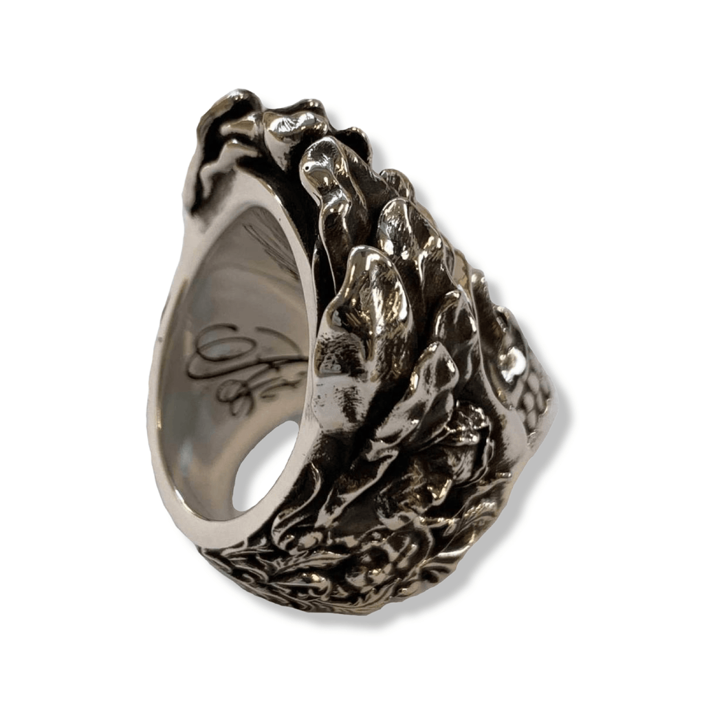 Silver Caesar Roman Skull Ring-Ring-AJT Jewellery 