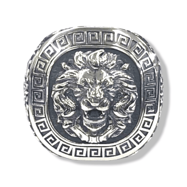Sterling Silver Lion Pinky Ring | Handmade Mens Lion Pinky Ring-Ring-AJT Jewellery
