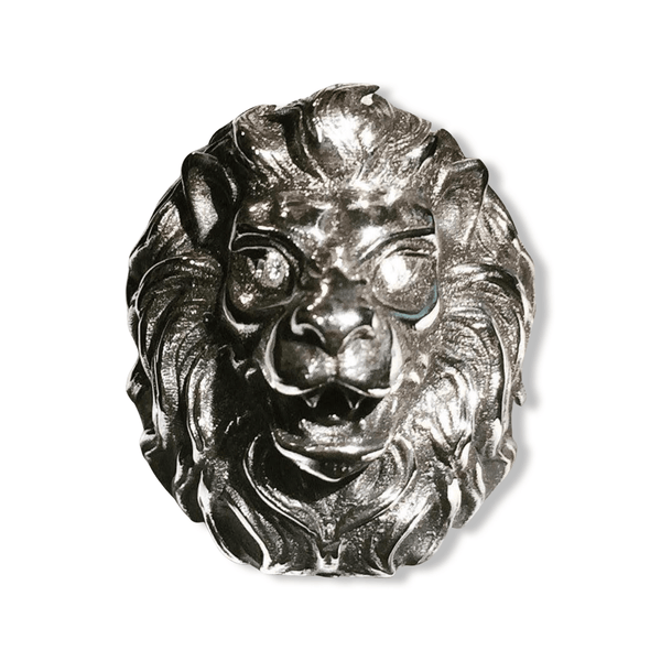 Womens Diamond Lion Head Ring | Sterling Silver Ladies Lion Ring with Diamonds-Womens-AJT Jewellery