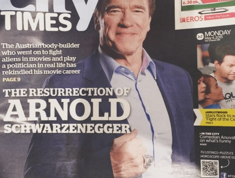 Arnold Schwarzenegger City Times Dubai Rocking AJT Jewellery Regal Skull