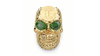 Crypto King Gold Bitcoin Skull Ring Green Gems 9ct | Solid Gold BTC Mens Ring-Ring-AJT Jewellery 