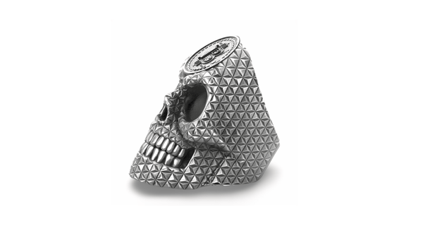 CRYPTO KING SILVER BITCOIN SKULL RING-Ring-AJT Jewellery 
