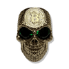 Crypto King Gold Bitcoin Skull Ring Green Gems 9ct | Solid Gold BTC Mens Ring-Ring-AJT Jewellery 