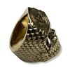 Crypto King Gold Bitcoin Skull Ring Green Gems 9ct | Solid Gold BTC Mens Ring-Ring-AJT Jewellery 