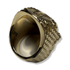 Crypto King Gold Bitcoin Skull Ring Green Gems 9ct | Solid Gold BTC Mens Ring-Ring-AJT Jewellery 