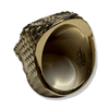 Crypto King Gold Bitcoin Skull Ring Green Gems 9ct | Solid Gold BTC Mens Ring-Ring-AJT Jewellery 