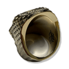 Crypto King Gold Bitcoin Skull Ring Green Gems 9ct | Solid Gold BTC Mens Ring-Ring-AJT Jewellery 