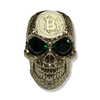 Crypto King Gold Bitcoin Skull Ring Green Gems 9ct | Solid Gold BTC Mens Ring-Ring-AJT Jewellery 