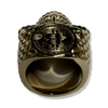 Crypto King Gold Bitcoin Skull Ring Green Gems 9ct | Solid Gold BTC Mens Ring-Ring-AJT Jewellery 