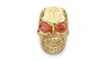 Crypto King Gold Bitcoin Skull Ring Orange Garnet 18ct | Solid 18ct Gold BTC Ring-Ring-AJT Jewellery 