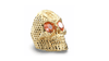 Crypto King Gold Bitcoin Skull Ring Orange Garnet 18ct | Solid 18ct Gold BTC Ring-Ring-AJT Jewellery 