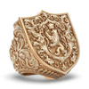 Gold Dominus Lion Signet Ring | 18ct Solid Gold Crowned Lion Crest Ring-Ring-AJT Jewellery 