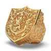 Gold Dominus Lion Signet Ring | 18ct Solid Gold Crowned Lion Crest Ring-Ring-AJT Jewellery 