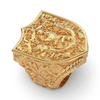 Gold Dominus Lion Signet Ring | 18ct Solid Gold Crowned Lion Crest Ring-Ring-AJT Jewellery 