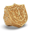Gold Dominus Lion Signet Ring | 18ct Solid Gold Crowned Lion Crest Ring-Ring-AJT Jewellery 
