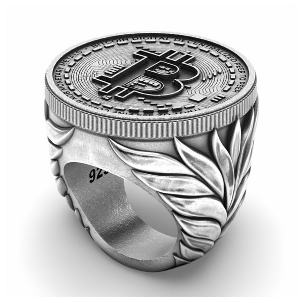 Roman Wreath Bitcoin Signet Ring-Ring-AJT Jewellery 