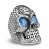 XRP Skull Ring with Blue Gemstones | Sterling Silver Ripple Crypto Mens Ring-Ring-AJT Jewellery 