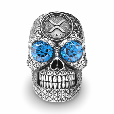 XRP SKULL RING BLUE GEMS-Ring-AJT Jewellery 