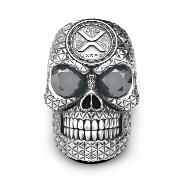XRP Skull Ring | Sterling Silver Ripple Crypto Mens Ring-Ring-AJT Jewellery 