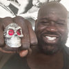 Regal Sugar Skull Ring with Ruby Eyes | Sterling Silver Schwarzenegger Skull Ring-Ring-AJT Jewellery 