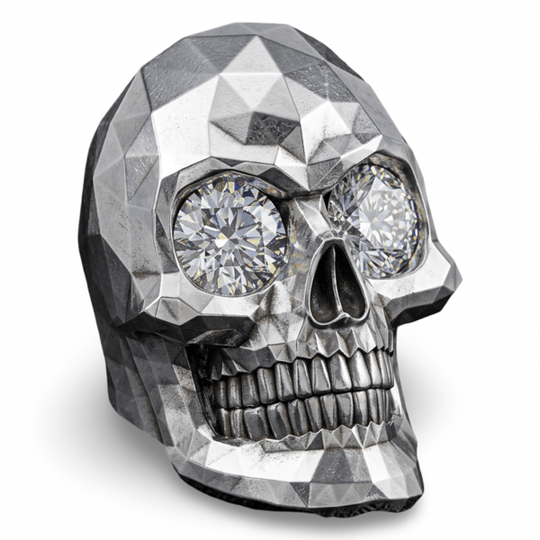Spectre Skull Ring | Sterling Silver Diamond Cut Iced Out Skull Ring-Ring-AJT Jewellery 