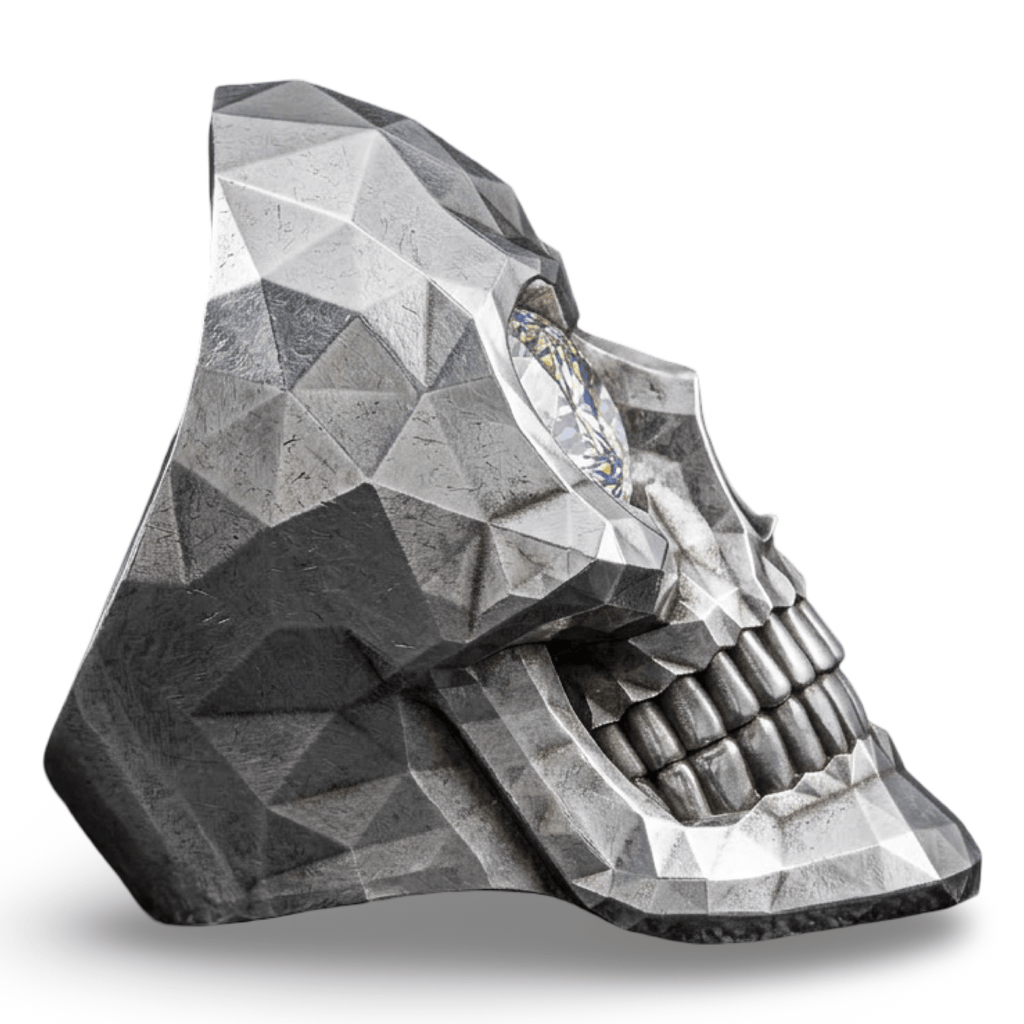Spectre Skull Ring | Sterling Silver Diamond Cut Iced Out Skull Ring-Ring-AJT Jewellery 