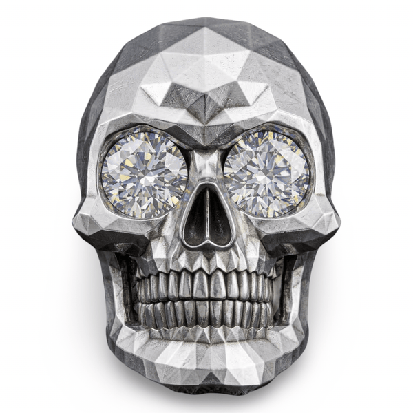 Spectre Skull Ring | Sterling Silver Diamond Cut Iced Out Skull Ring-Ring-AJT Jewellery 