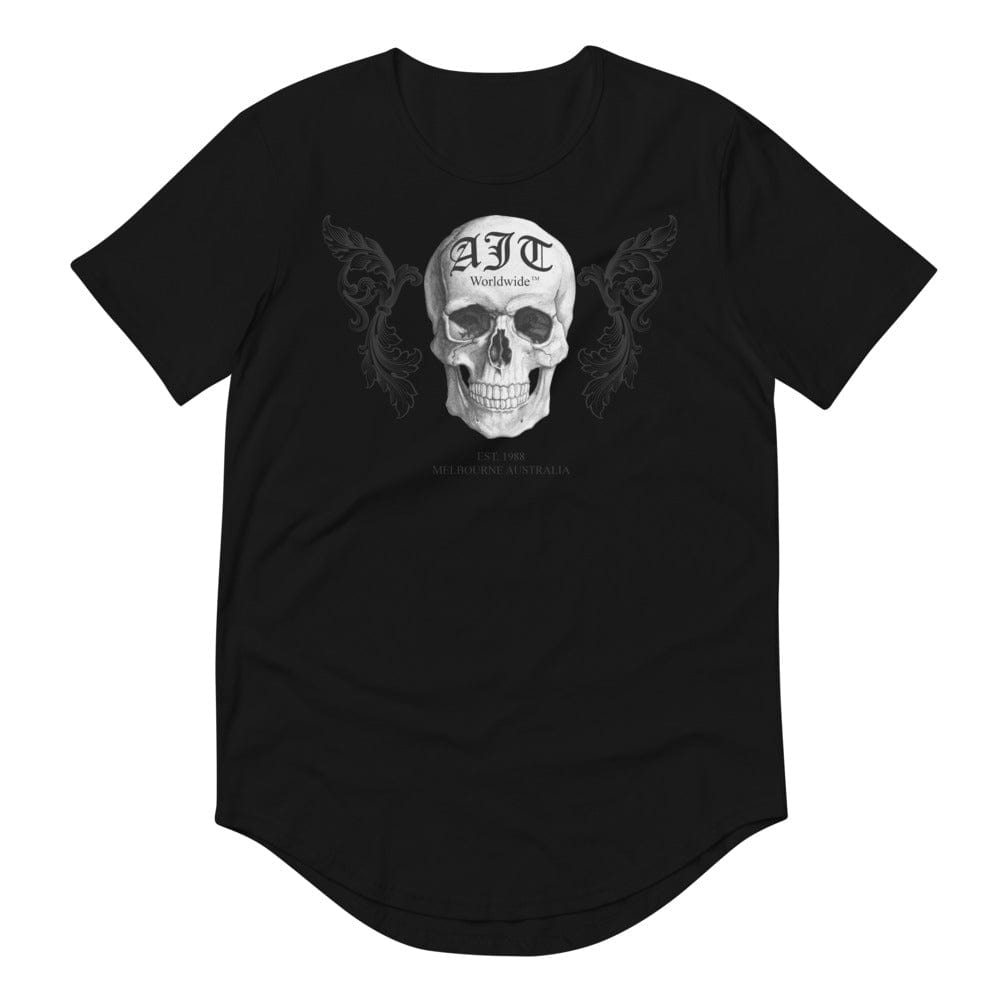 Black AJT Worldwide Baroque Skull T Shirt-Apparel-AJT Jewellery 