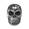 La Stella Studded Aquamarine Sterling Silver Skull Ring | Star Studded Mens Skull Ring-AJT Jewellery 