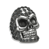 La Stella Studded Aquamarine Sterling Silver Skull Ring | Star Studded Mens Skull Ring-AJT Jewellery 