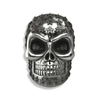 La Stella Studded Ruby Sterling Silver Skull Ring | Star Studded Mens Skull Ring-AJT Jewellery 