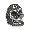 La Stella Studded Ruby Sterling Silver Skull Ring | Star Studded Mens Skull Ring-AJT Jewellery 