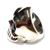 Plain Huge Sugar Skull Ring with Green Emerald Eyes | Sterling Silver Schwarzenegger Skull Ring-Ring-AJT Jewellery 