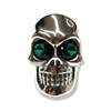 Plain Huge Sugar Skull Ring with Green Emerald Eyes | Sterling Silver Schwarzenegger Skull Ring-Ring-AJT Jewellery 