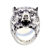 Sterling Silver Wolf Ring | Mens Black Wolf Head Ring-Ring-AJT Jewellery 