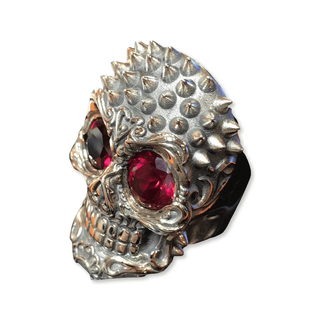 Xtina Skull Ring Red Ruby Eyes-Ring-AJT Jewellery 