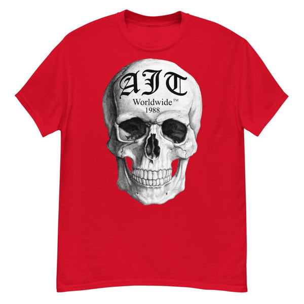 AJT Skull Red T Shirt Worldwide 1988 | Mens Red Skull T Shirt-AJT Jewellery 