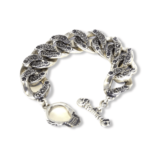 Silver Filigree Bracelet | Sterling Silver Mens Baroque Bracelet-Bracelet-AJT Jewellery 