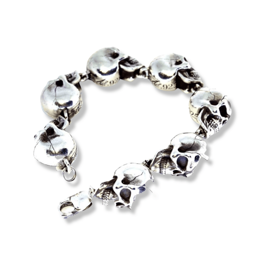 Solid Silver Men's Skull Bracelet-Bracelet-AJT Jewellery 