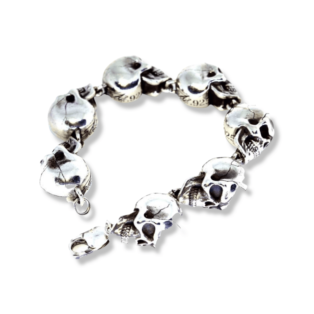 Solid Silver Men's Skull Bracelet
