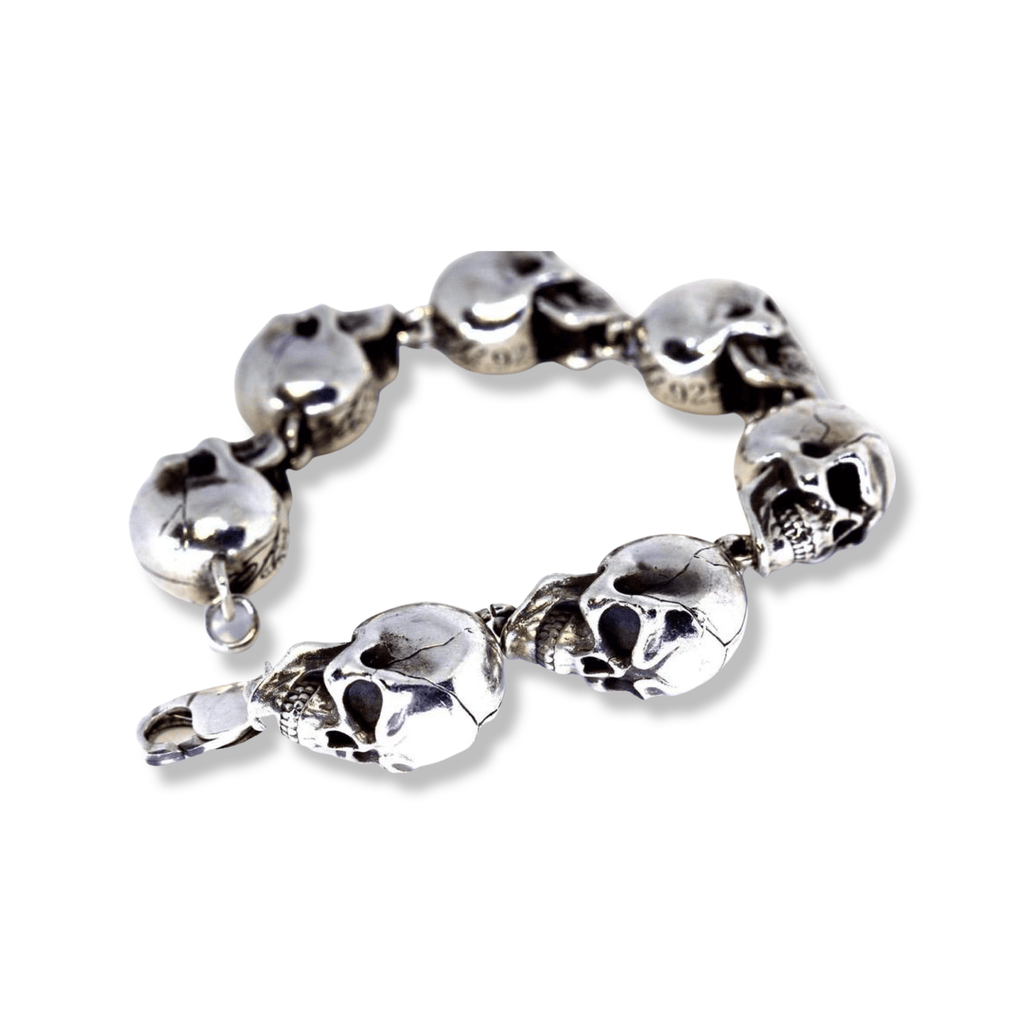 Solid Silver Men's Skull Bracelet