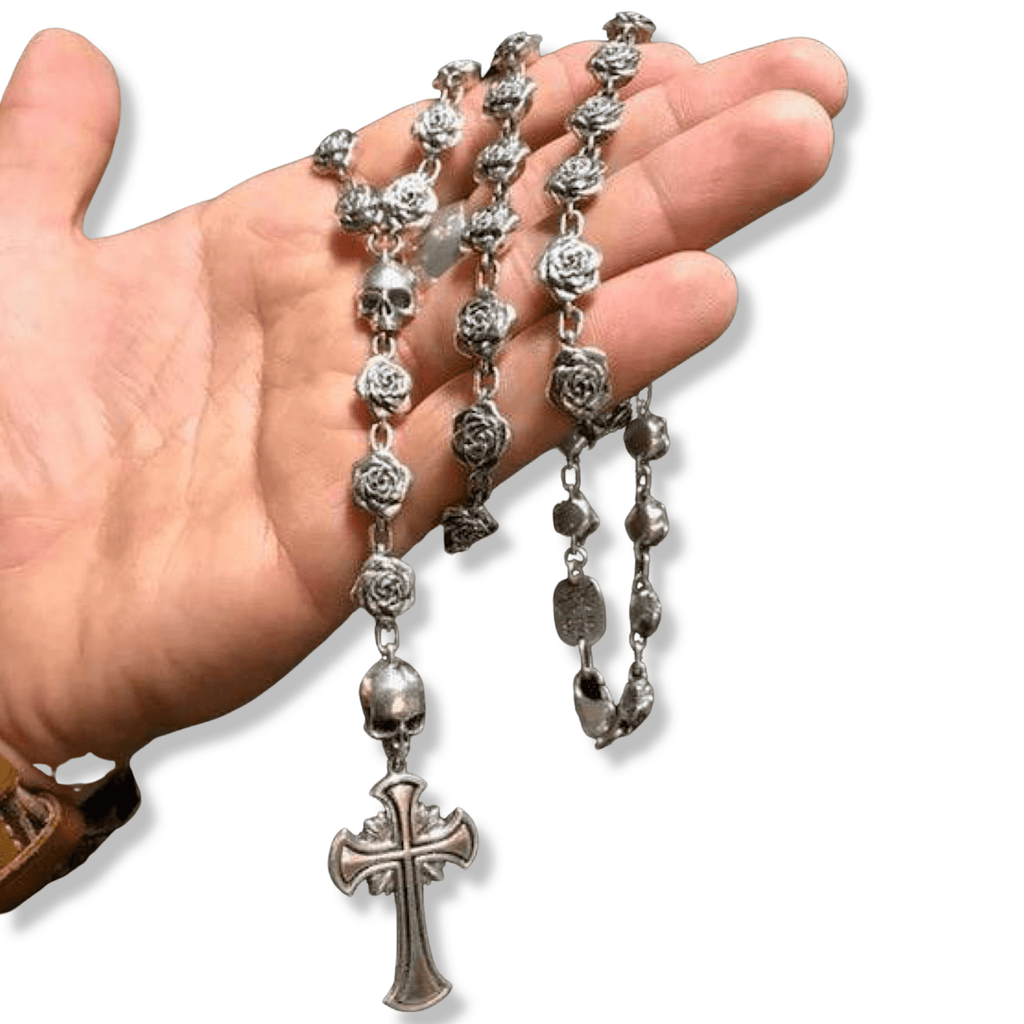 Rosario Silver Cross Chain