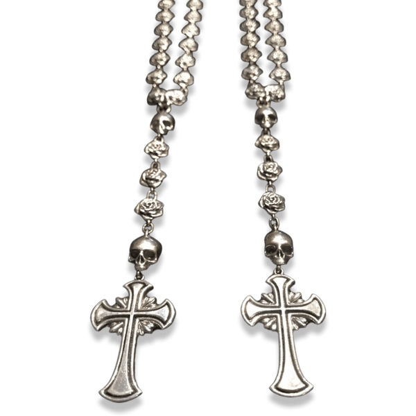 Rosario Silver Cross Chain | Sterling Silver Mens Cross Necklace Chain-Necklace-AJT Jewellery 