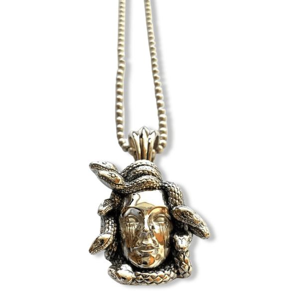 Silver Medusa Head Pendant | Sterling Silver Mens Greek Mythology Pendant-Necklace-AJT Jewellery 