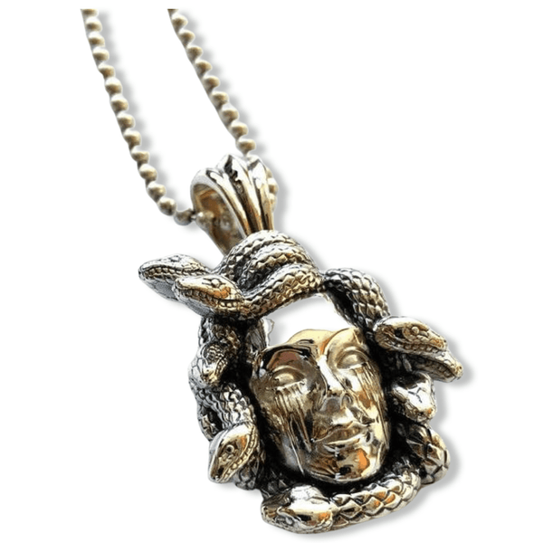 Silver Medusa Head Pendant-Necklace-AJT Jewellery 