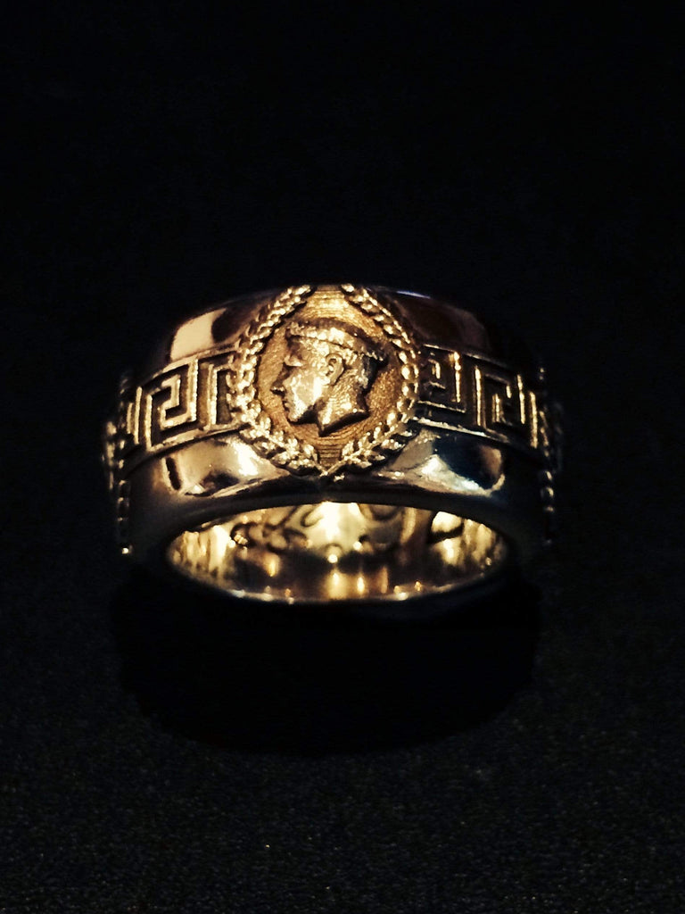 Bold Roman Soldier Hematite Intaglio Ring – Gem Set Love